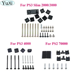 Full Set Black Plastic For PS2 PS3 Slim 2000 3000 4000 70000 Console Screws Screw Rubber Feet Cover Set Screws Kit Repair Parts