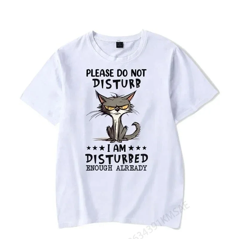 Men's T-shirt Please Do Not Disturb I Am Disturbed Enough Already Kawaii T Shirt Men Women Tshirt Angry Cat Male Classic T-shirt