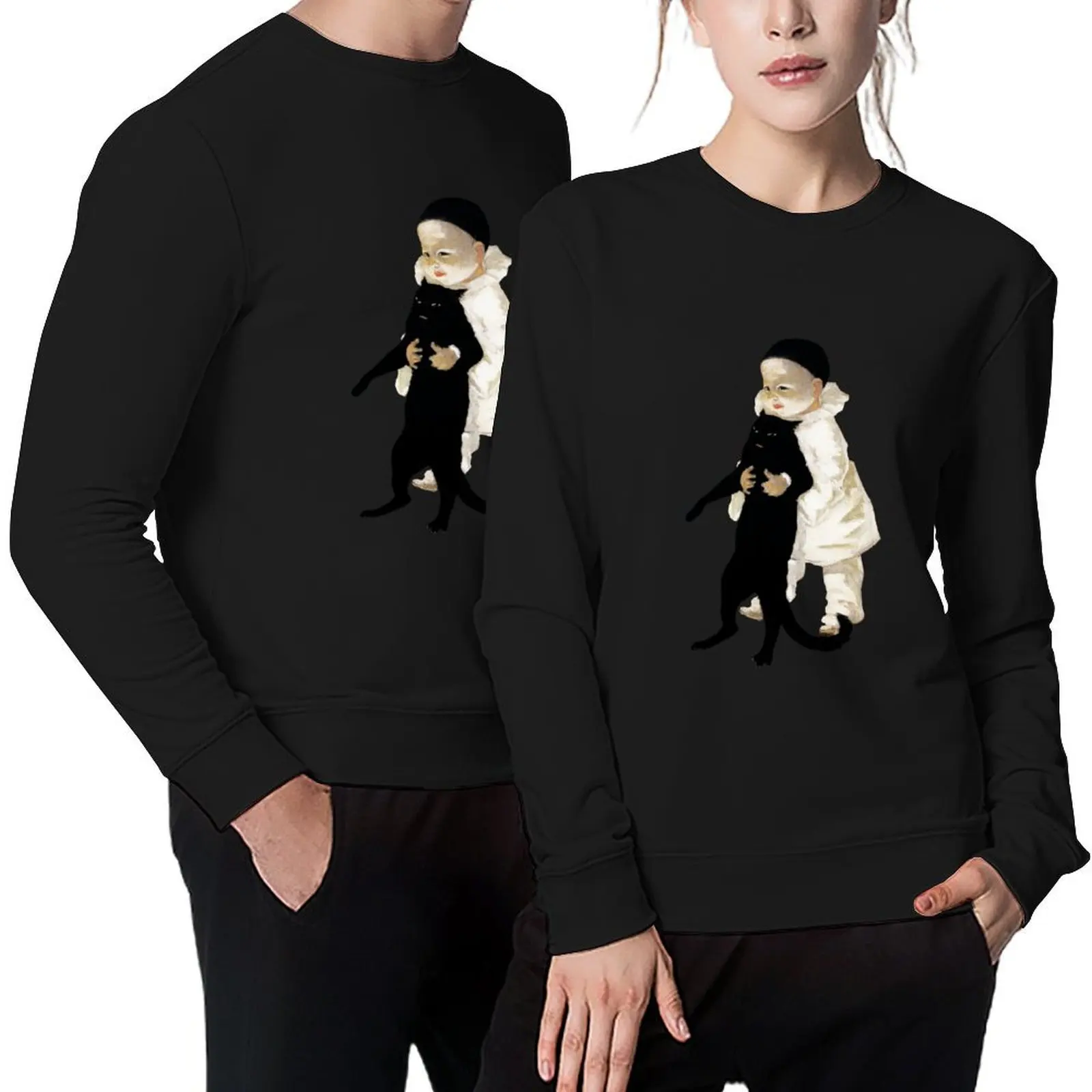 Théophile Steinlen - Pierrot and The Cat Pullover autumn tracksuits korean clothes anime clothing sweatshirts