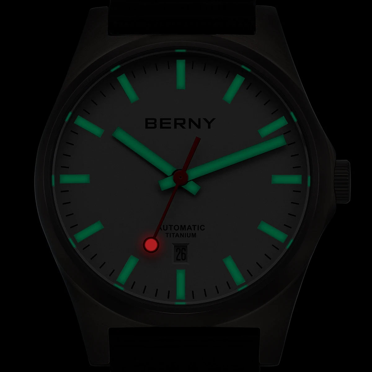 BERNY Mechanical Titanium Watch for Men Classic Casual Lightweight Railroad Automatic Watch Sapphire Luminous 10ATM Wristwatch