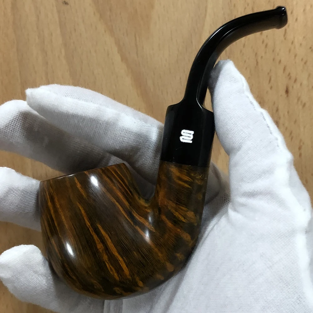 

MUXIANG Heather Wood Pipe Curved Handle Tobacco Pipe for Father's Day Gift 9mm Wood Pipe Briar wood smoking pipe