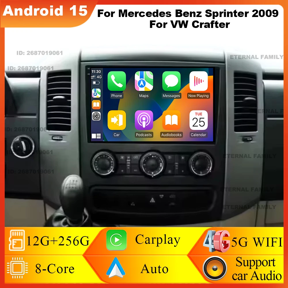 

Android 15 For Mercedes Benz Sprinter 2009 For VW Crafter Car Radio Multimedia Player Navigation GPS Wireless Carplay 4G Stereo