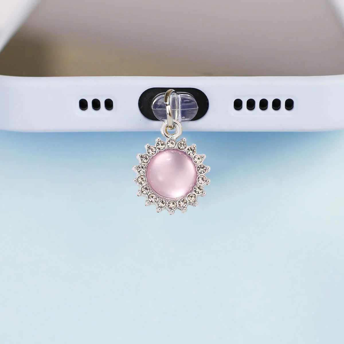 Telefon-Staubschutz mit Diamant-Katzenaugen-Steinanhänger, Hängedekoration, Telefonzubehör für iPhone Typ-C-Anschluss Staubschutz – Detail 4