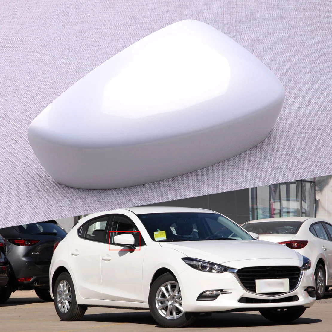 Car Front Right ABS White Side Mirror Cover Cap Fit for Mazda 3 Sport 2017 2018 2019 Accessories