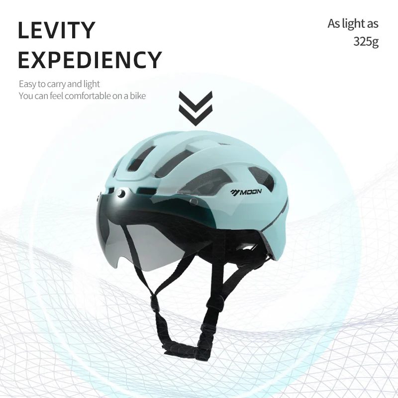 MOON Bike Helmet for Adult with Detachable Goggles and USB Rechargeable LED Back Light Lightweight Mountain Road Bicycle Helmet