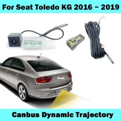 HICAMRUI Rear Reverse Backup Camera for Seat Toledo 2016 2017 2018 2019 Canbus Dynamic Trajectory Plug and play without coding