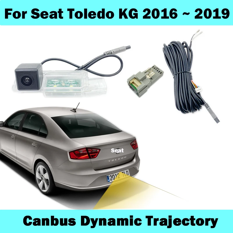 HICAMRUI Tylna kamera cofania dla Seat Toledo 2016 2017 2018 2019 Canbus Dynamic Trajectory Plug and play bez kodowania
