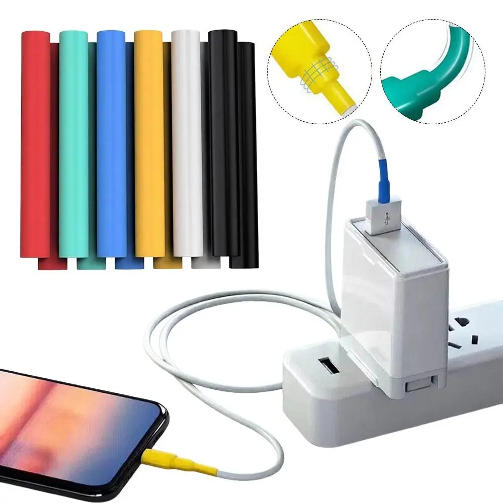 10Pcs Waterproof Charging Cable Sleeve USB Cable Protector Wear Resistant Heat Shrink Tubing Flexible Cable Protector Sleeve
