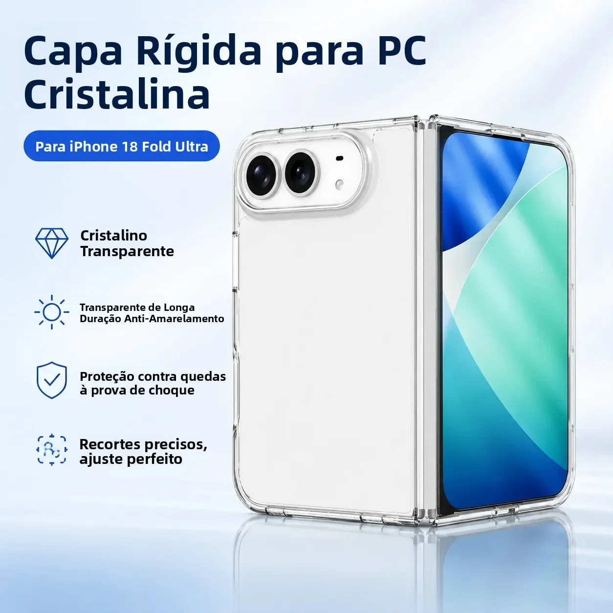 Przezroczyste etui na telefon iPhone Duo 18 Fold 17 16 15 14 Plus 13 12 11 Pro Max, przezroczysta, odporna na wstrząsy, ochronna obudowa. — zdjęcie produktu 2