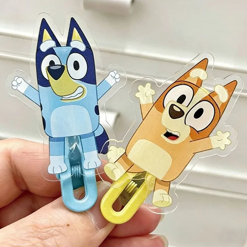 Lindos pasadores de pelo de dibujos animados de Bluey y Bingo, pinzas de pelo acrílicas de anime Kawaii, accesorios para el cabello, horquillas laterales de pico de pato para flequillo de niños, regalos
