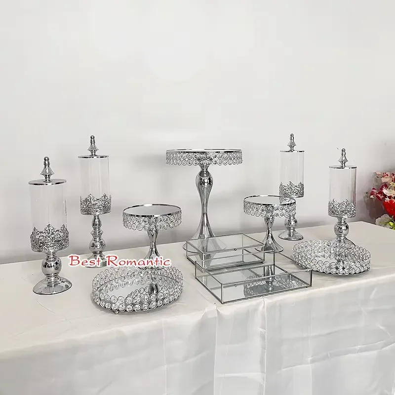 Silver Metallic Pastry Tray for Wedding Cake Display, Coffee Breaks and Dessert Tables, Iron Set, Wedding Decorative Cake