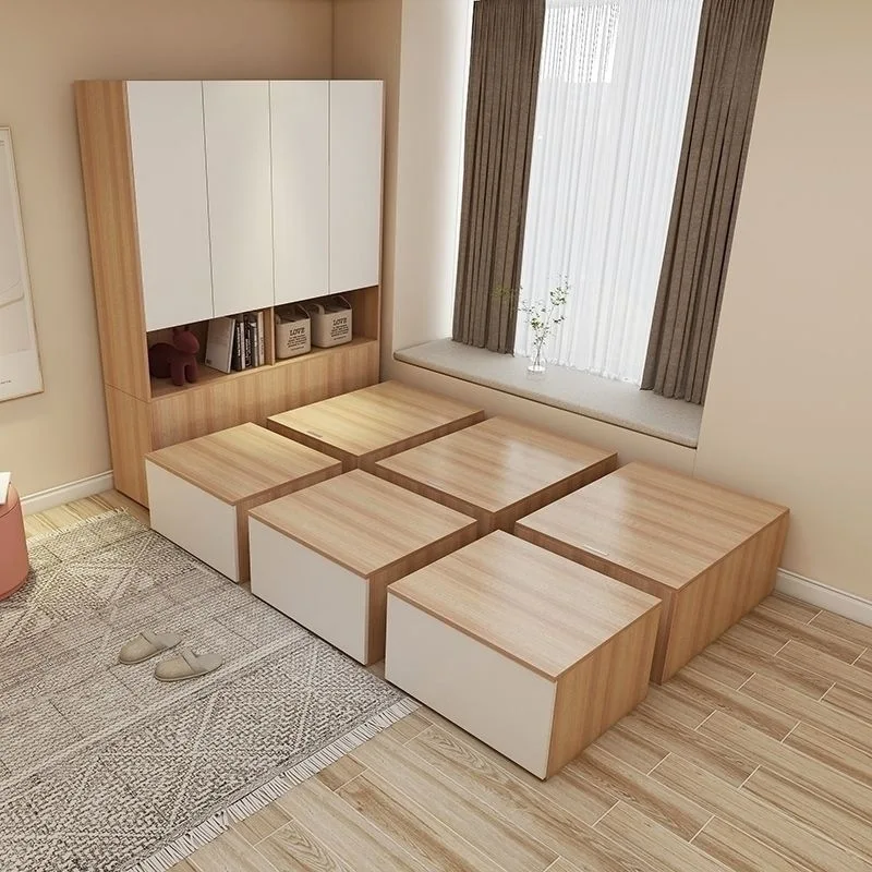 Tatami bed free combination 1.8/2 meters platform splicing wooden box small apartment bay window balcony storage low cabinet