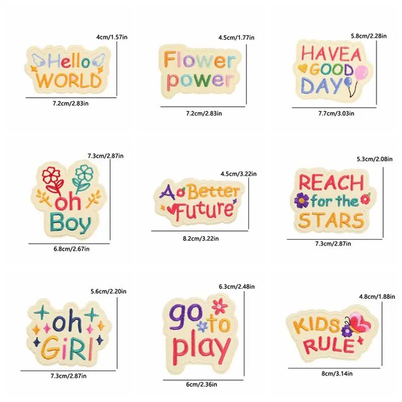 10PCS Wholesale KIDS RULE Embroidery Patch Iron On Patches For Clothing Applique BABY Word Embroidered Patches On Clothes Badges