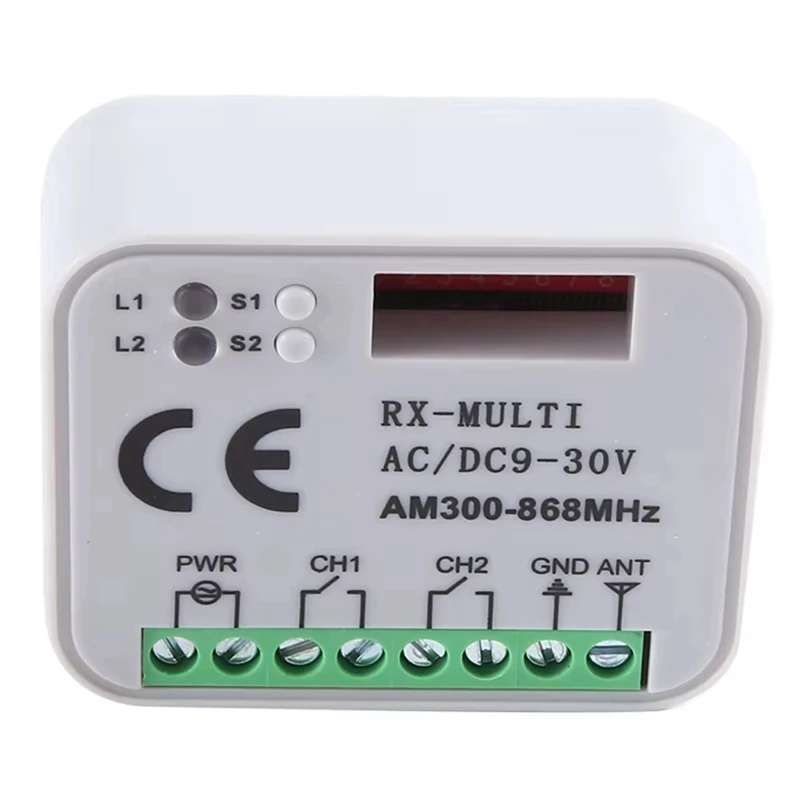 Universal Garage Türöffner Schalter mit Fernbedienung RX Multi Frequenz 300-868Mhz Empfänger 9-30V 2CH Relais Modul