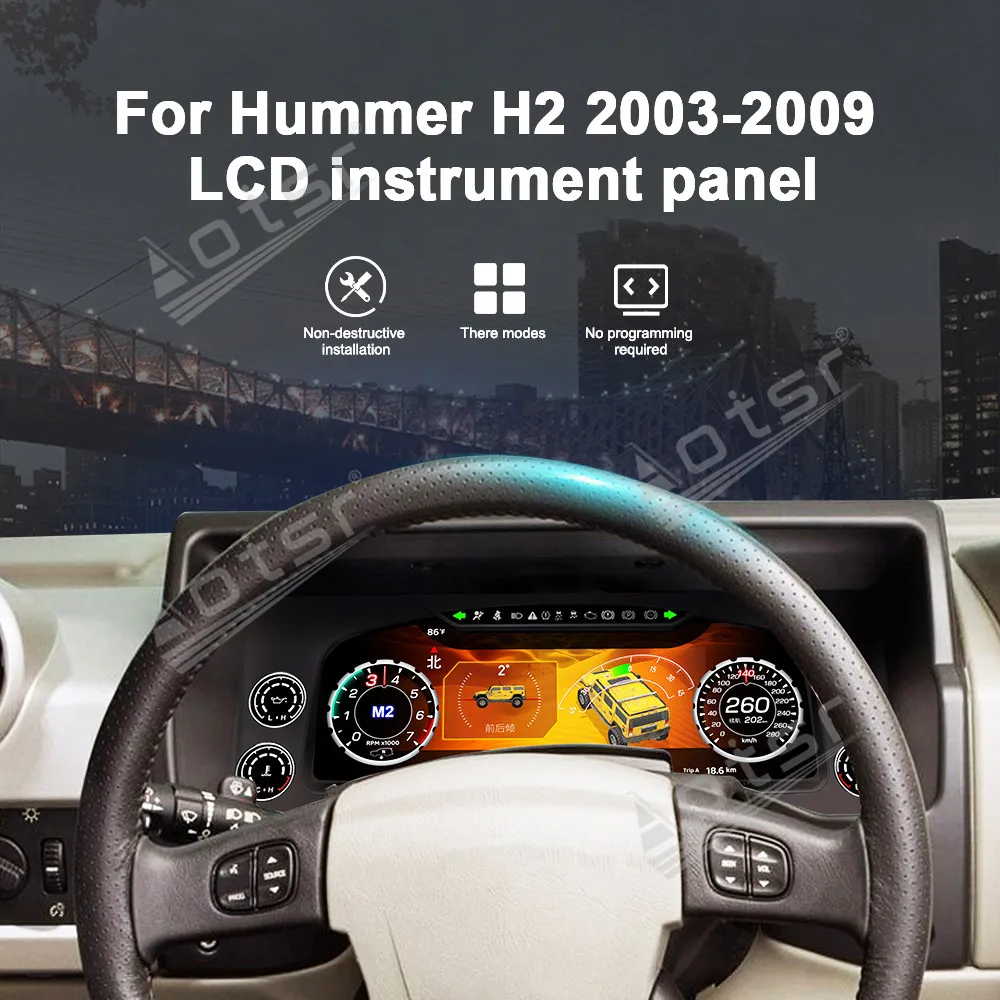 

For Hummer H2 2003-2009 Speedometer Car LCD Instrument Panel Digital Cluster Virtual Cockpit 12.3 inch New Upgraded
