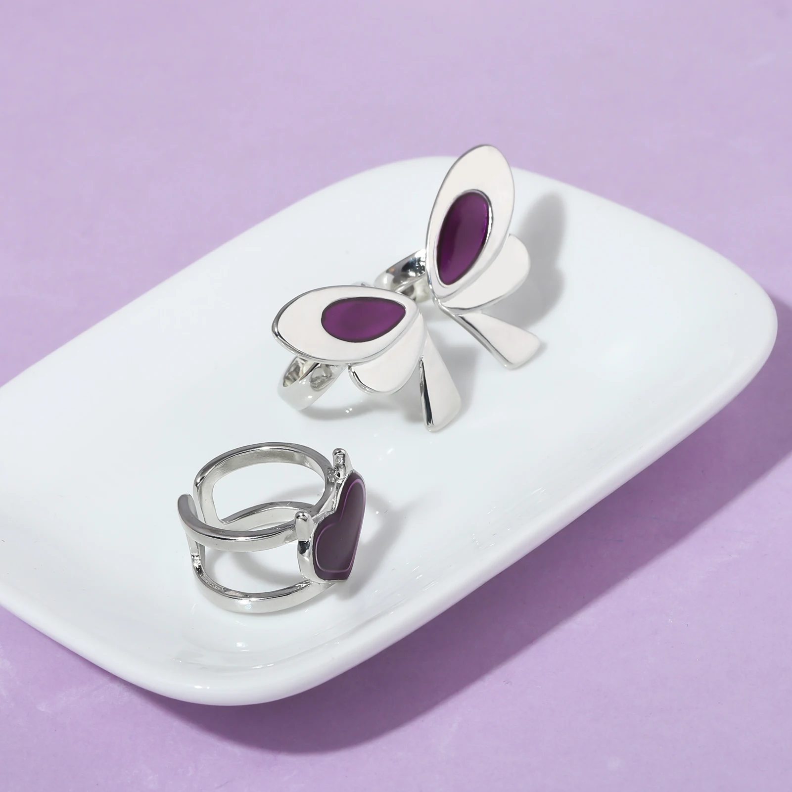 Game VALORANT Clove Cosplay A Set Ring Butterfly Heart Irregular Opening Adjustable Rings Jewelry Accessories Prop