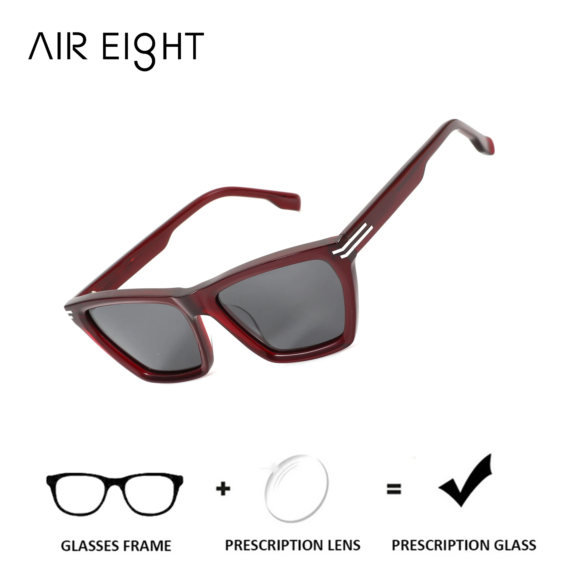 AIR EIGHT M Size Butterfly Acetate For Women Prescription Sunglasses Polarized UV400 Multifocal Vintage Outdoor Glasses
