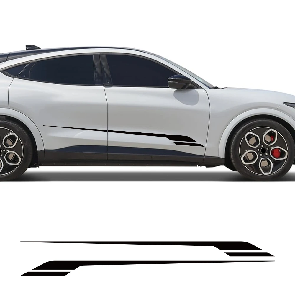 For Ford Mustang Mach-E CX727 2021-2025 Car Door Side Skirt Stripe Sticker Racing Vinyl Decals Auto Body Tuning Accessories