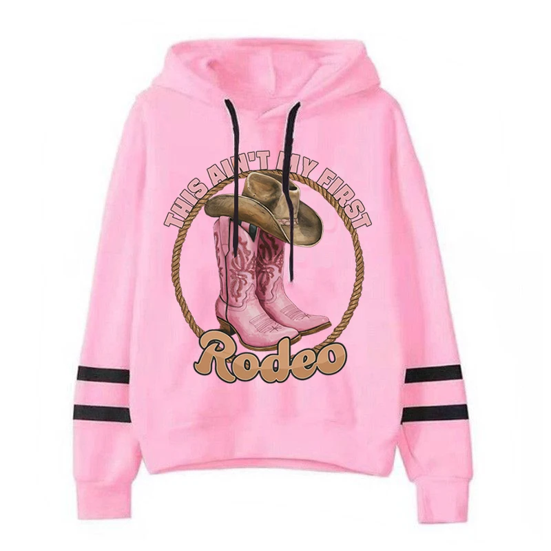 

Pink Cowgirl Graphic Print Hoody Women's Fashion Soft Sweatshirt Autumn Warm Fleece Hooded Casual Loose Tops Long Sleeve Hoodie