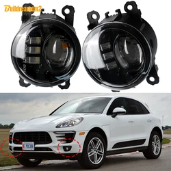 2 Pieces 90MM Round Car Left + Right LED Lens Fog Light Assembly DRL 30W 3000LM For Porsche Macan (95B) 2014 2015 2016 2017 2018