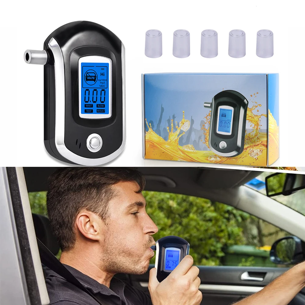 

LCD Digital Alcohol Tester Breathalyzer Portable Drunk Driving Tester Mini Breath At6000 Alcohol Tester Auto Car Accessories