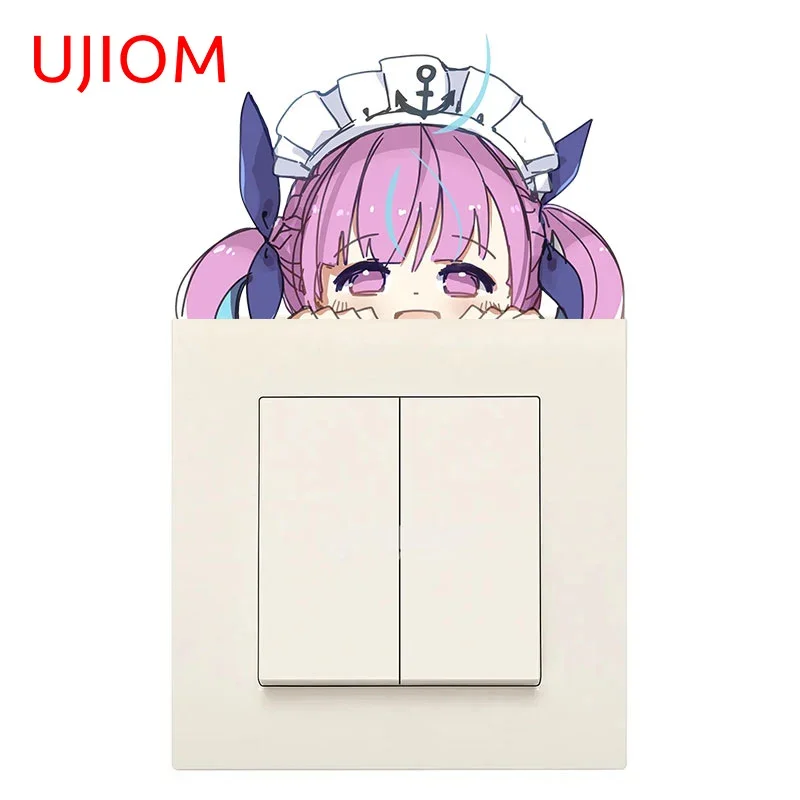 UJIOM 13cm Peeker Cute Cartoon Girl Wall Stickers Scratch Proof Vinyl Refrigerator Light Switch Decal Wardrobe Decor Wallpapers