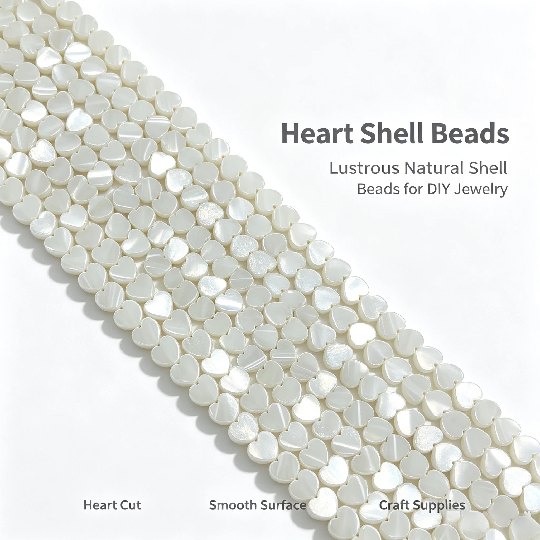 Fresh Elegant White High-quality Mother of Pearl Heart-shaped Through-hole Loose Bead 6mm Jewelry Making DIY Necklace Bracelet