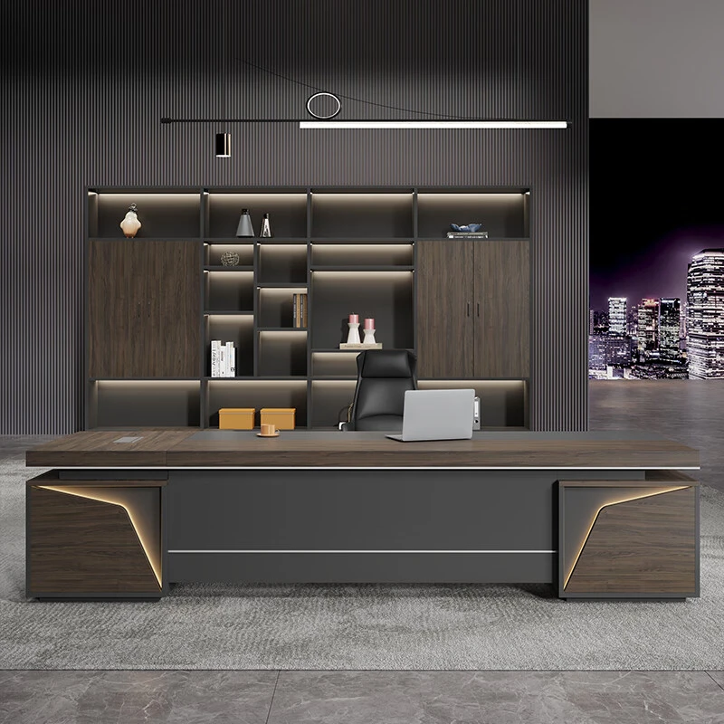 NEW Boss's desk, office desk, large class desk with cabinets, high-end, light luxury, simple and modern office furniture