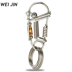 Stainless steel Keychain, Handmade Matte Round Bead Colorful Engraved Charm Mechanical Key Ring, American Men's Trinket Style