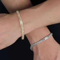 New 6mm Bling Iced Out CZ Zircon Bracelet Hip Hop Personality Miami Cuban Link Charm Bracelet for Men Women Drop Shipping