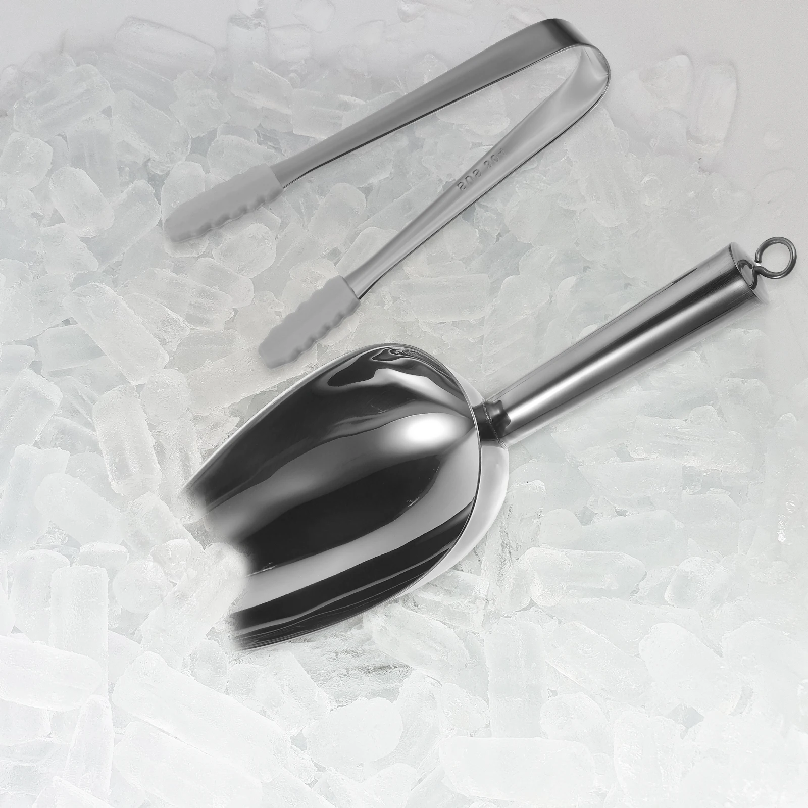 

1 Set Of Stainless Steel Ice Tongs Silicone Handle Anti-Slip Ergonomic Design For Kitchen Bar Restaurant Ice Scoop Tool Kitchen