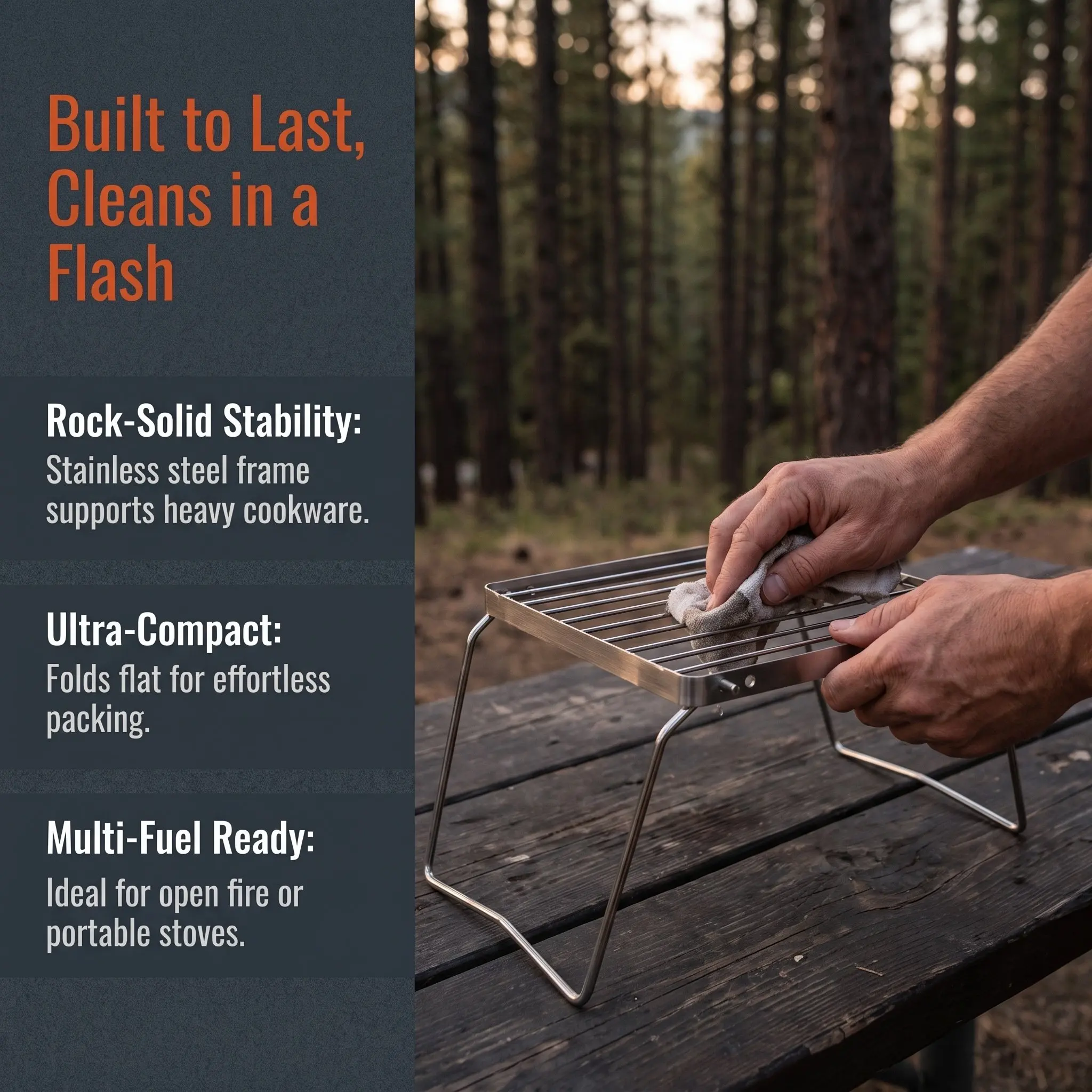 Camping Grill Grate for Campfire Grilling, Stainless Steel