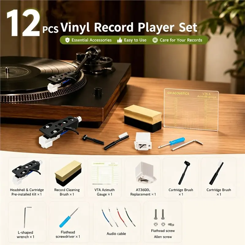 【VALUE MONEY】AT3600L Stylus+Turntable Headshell Vinyl Record Player Set