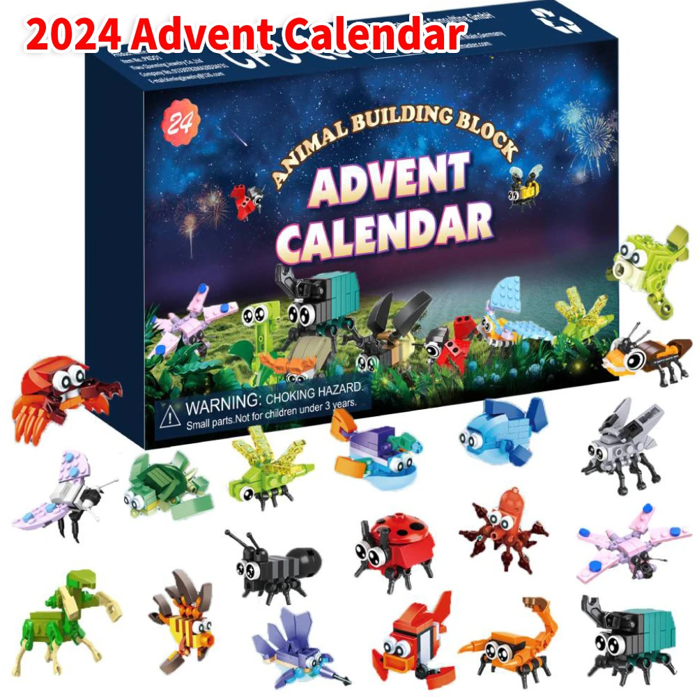 

Animal Building Block Advent Calendar 2024 with 24 Pack Building Block Toys Christmas Advent Calendar Christmas Gifts for Kids