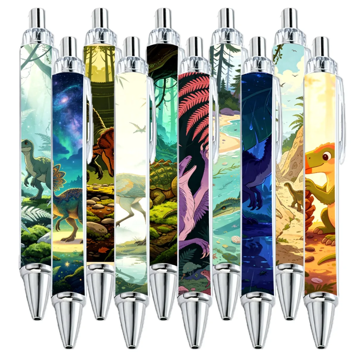 10pcs Forest Dinosaur Ballpoint Pen Office Learning Writing Stationery
