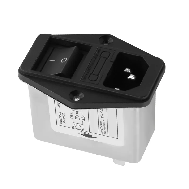 أطراف عروة اللحام IEC 320 C14 فلتر + مفتاح القارب + حامل الصمامات