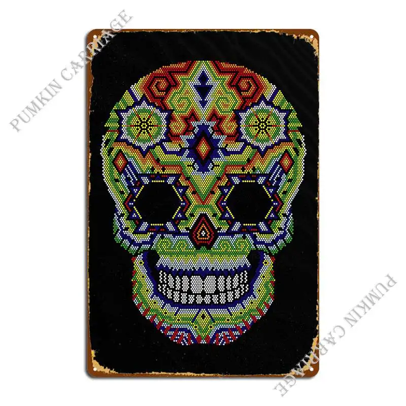 

Skull Huichol Metal Plaque Cinema Wall Cave Mural Custom Home Tin Sign Poster