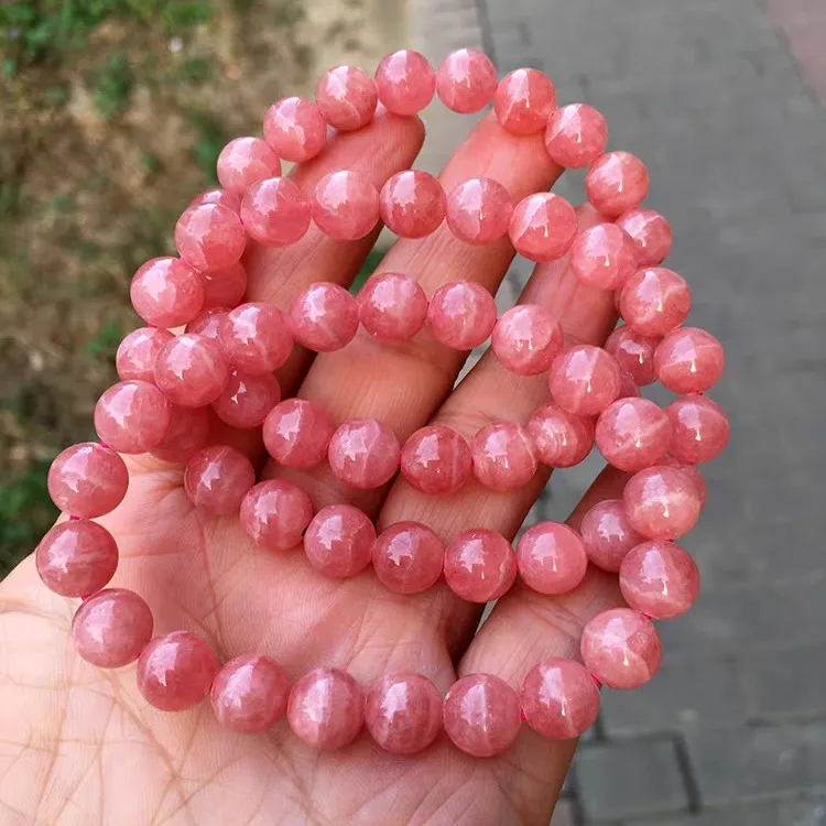 

Natural Red Rose Rhodochrosite Round Beads Bracelet For Women Men Rhodochrosite Argentina Gemstone 7mm 8mm 9mm AAAAAA