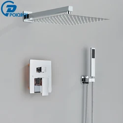 Concealed Chrome Shower Set Bathroom Shower Faucet Bath Shower Mixer Tap Waterfall Rain Shower Tap 2 ways Brass Mixer Valve