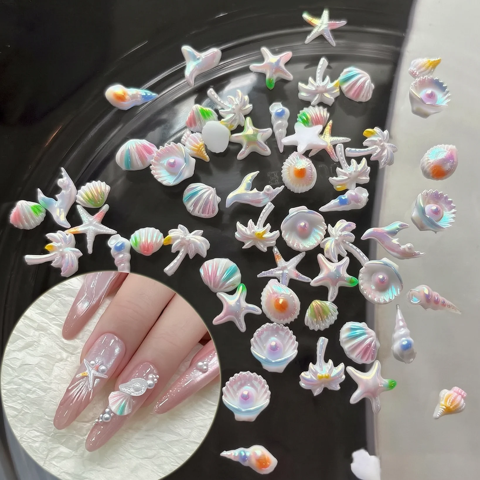 Resin Art Beach Theme - 50pc Summer Beach Nail Rhinestones Ocean