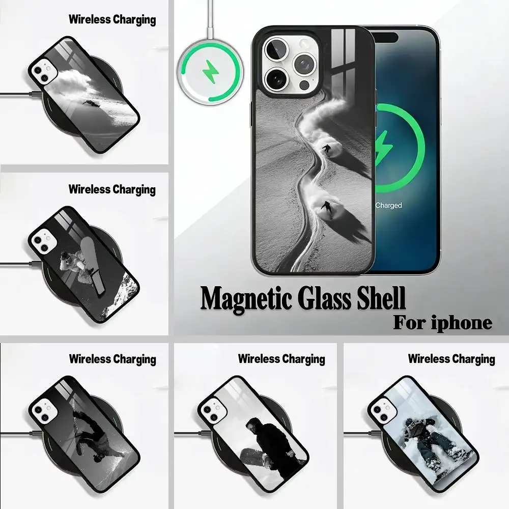 

Snow Mountain Skiing Ski Wireless charging phone case compatible with iPhone 17/16/15/14/13/12/11