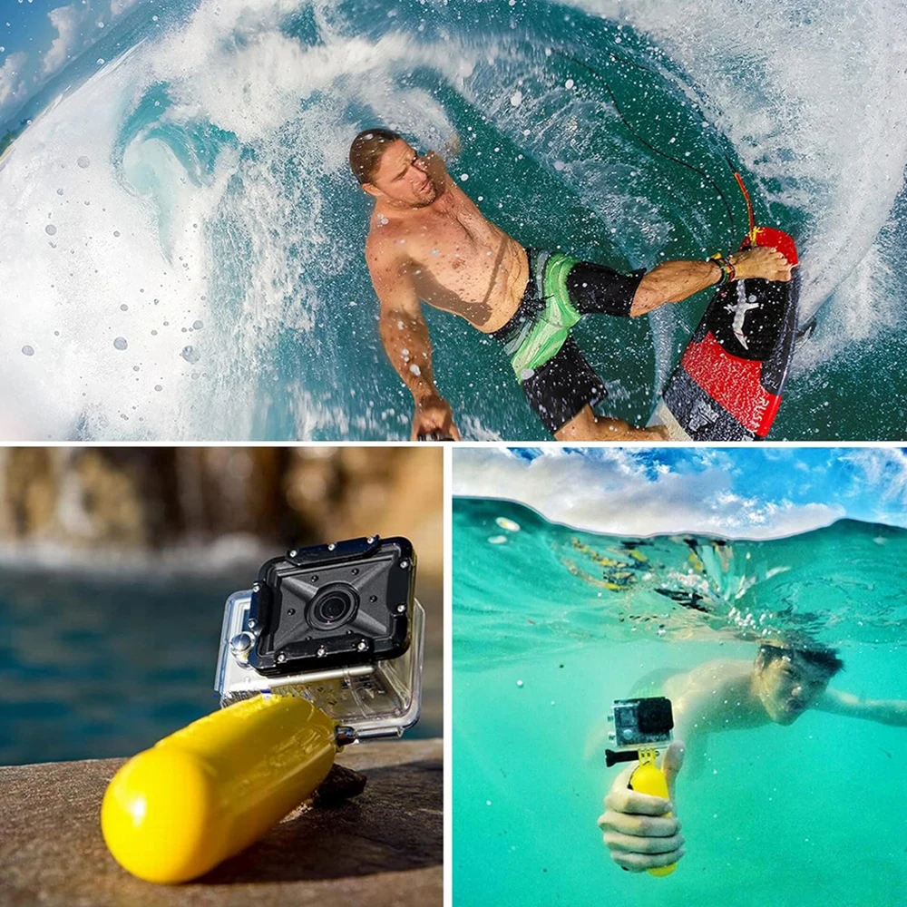 For GoPro Floating Hand Grip Yellow Floatation Rod Monopod Handle For GoPro Hero 13 12 11 10 9 8 7 Insta360 X4 X3 DJI Action 4 3