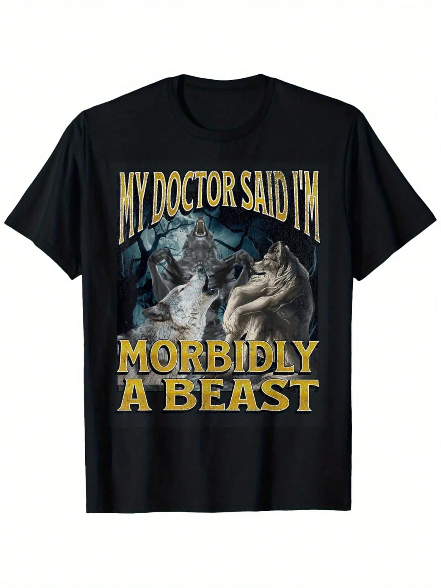 تي شيرت Morbidly A Beast Funny Cringe Alpha Werewolf Wolf Meme