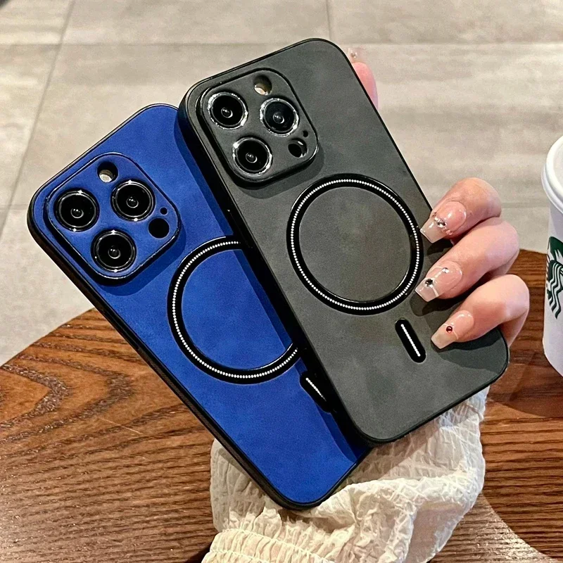 Роскошный магнитный чехол для телефона Cortex с беспроводной зарядкой для iPhone 11, 12, 13, 14, 15, 16 Pro Max Plus X Xs XR Magsafe Bumper Cover