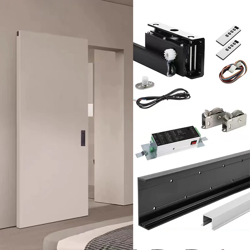Kit Houses Internal Aluminum Frameless Invisible Pulley Hidden Roller Concealed Magic Electric Ghost Sliding Door Track System