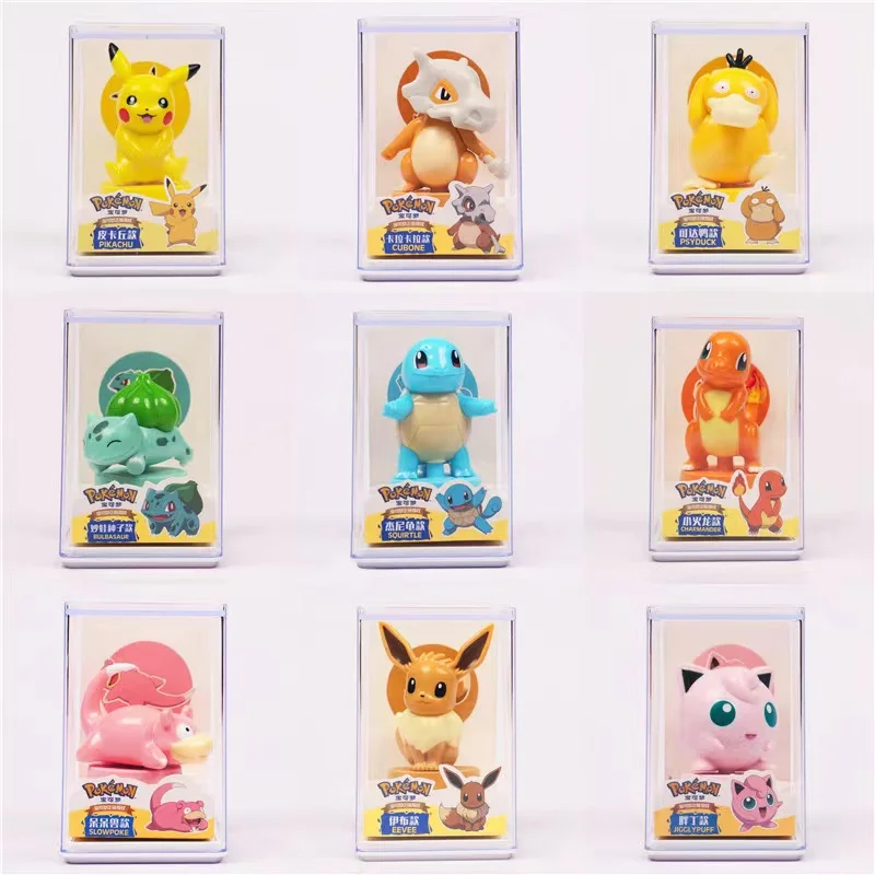 9 Style Pokemon Figures Toys Pikachu Seal Cartoon Series Anime Model  Ornaments Kids Birthday Gift