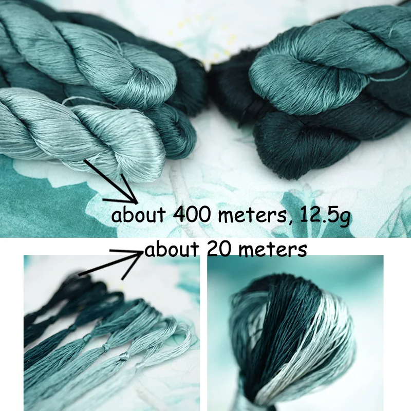 100% Mulberry Silk Embroidery Thread Yarn Floss Natural Silk Yarns Grey Green Gold Olive Brown 56 57 58 59 60 68 70 82 83 84 105