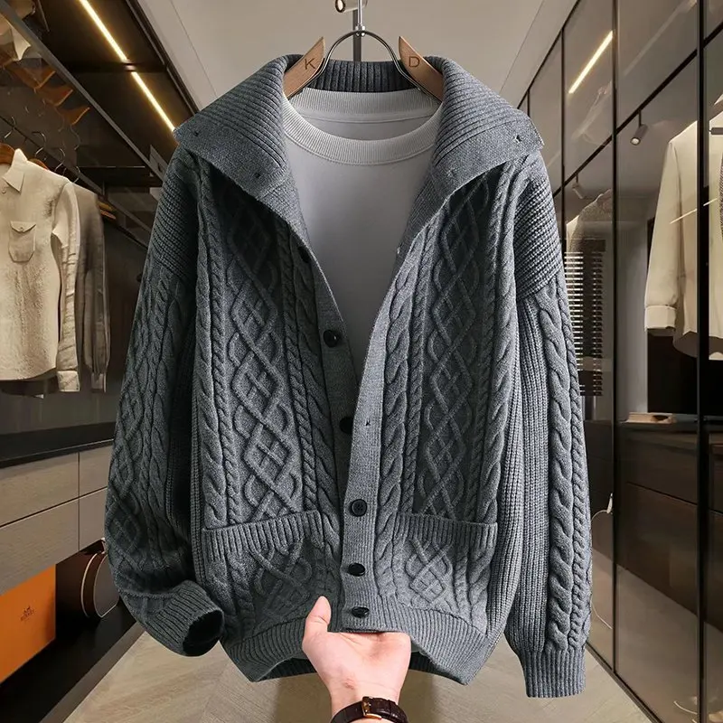 2026 Autumn Knitted Cardigan Men's Loose Sweater Jacket