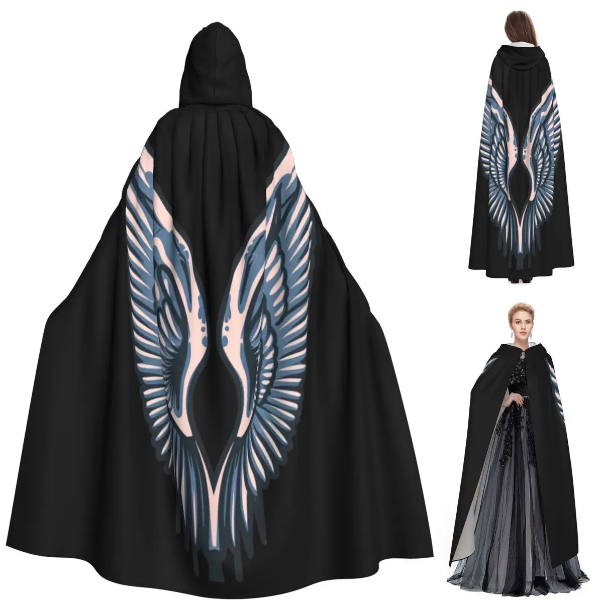 

Long Hooded Cloak Witch Medieval Costume Cosplay Cape HalloweenCoat Adult Unisex