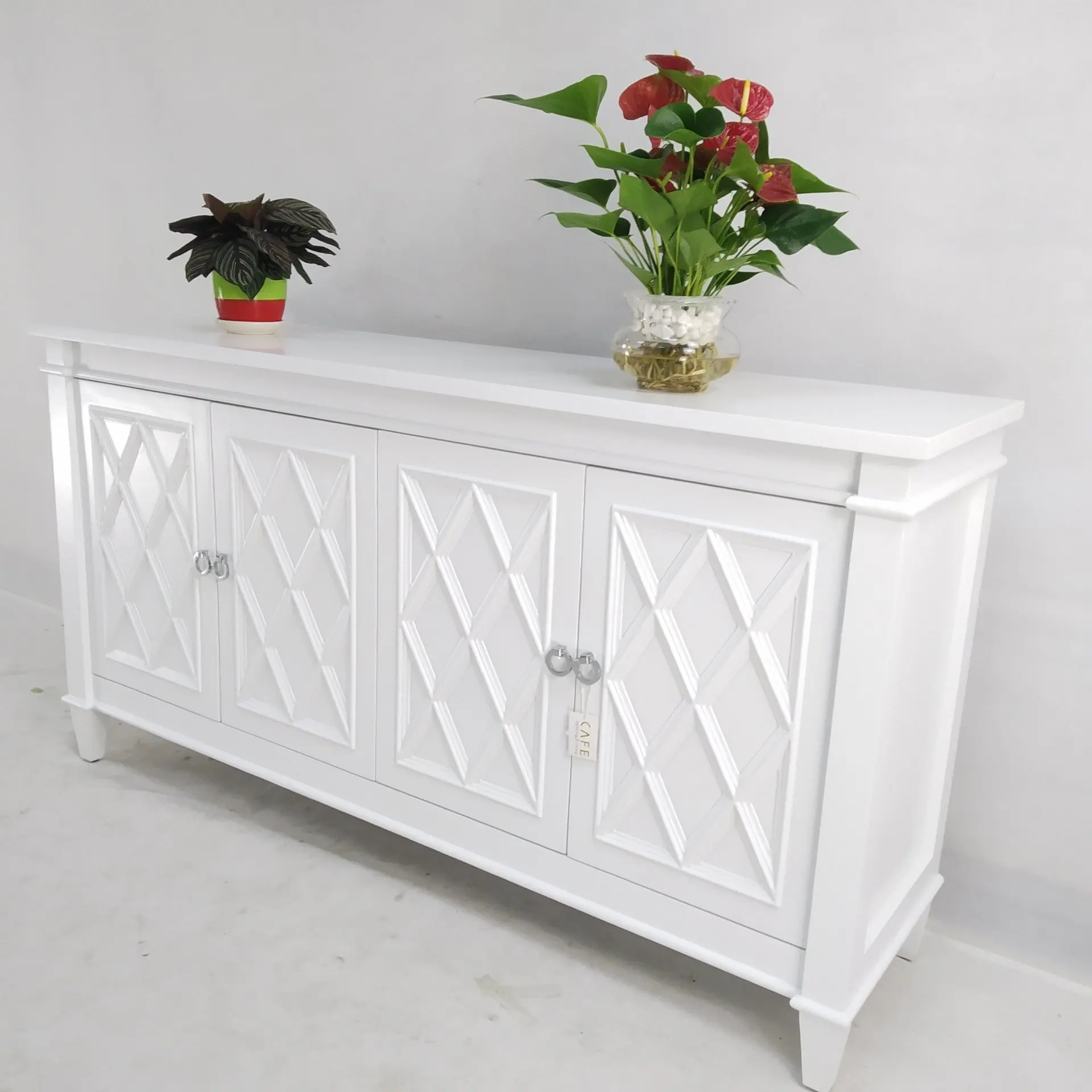 Ivory white oak dining side lockers, American country TV cabinets, wall cabinets